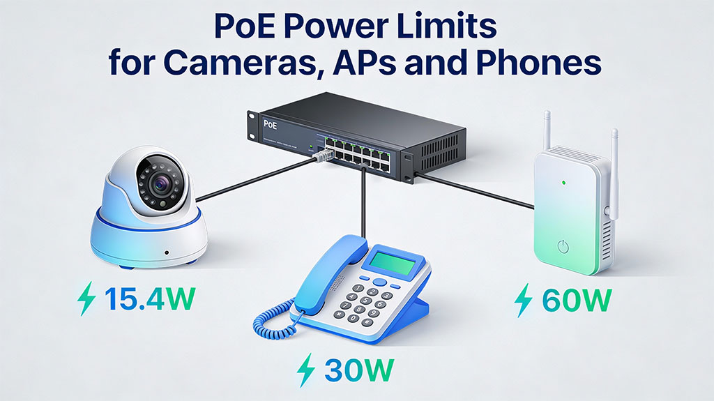 PoE Power Limits for Cameras, APs and Phones