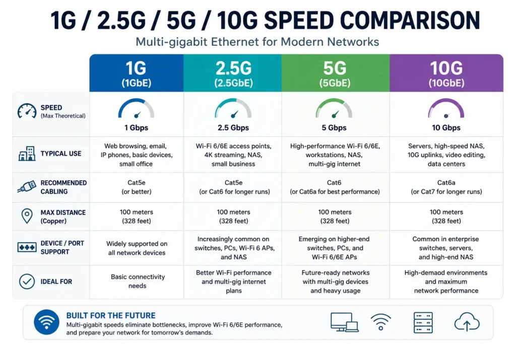 2.5GbE, 5GbE & Multi-Gigabit Ethernet Explained (2026)